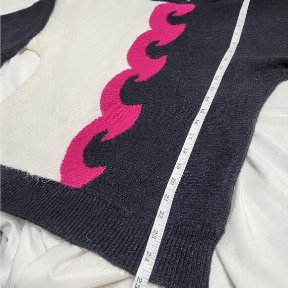 VINTAGE 90s dolman sleeve‎ sweater black white pink oversized S - Picture 7 of 7
